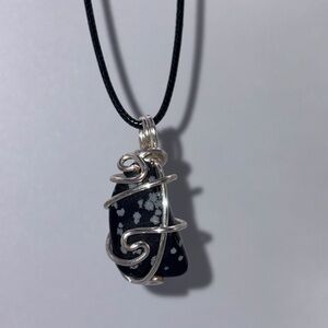 Snowflake Obsidian Pendant Necklace